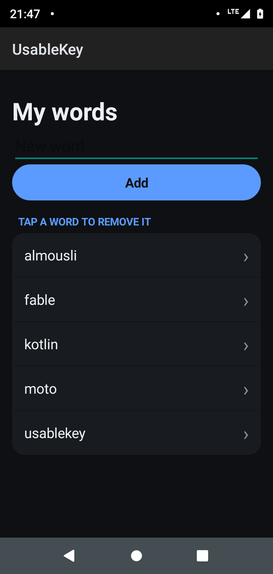 UsableKey My words screenshot