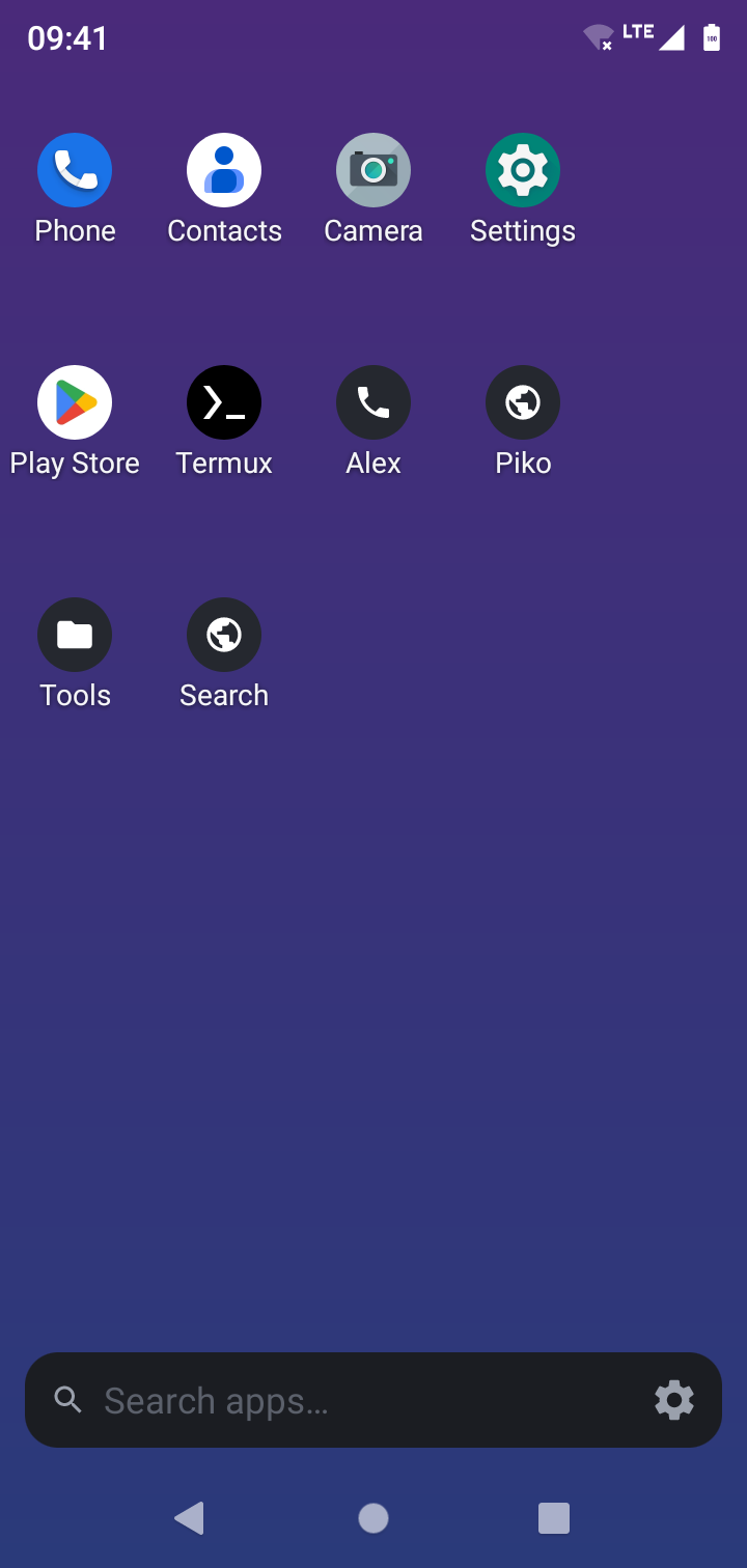 Piko home screen with an icon grid