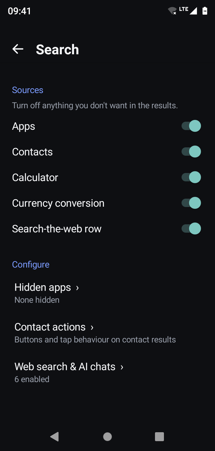 Search source toggles