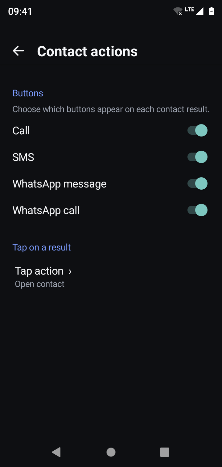 Contact action button settings