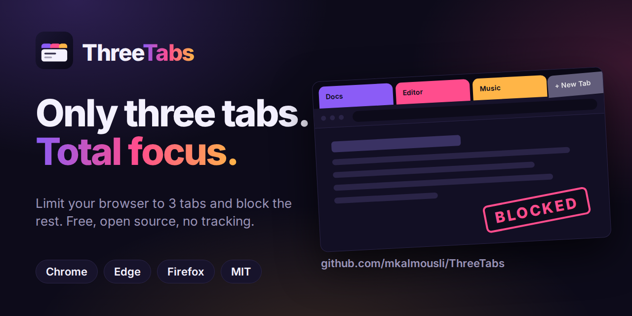 ThreeTabs is now on the Chrome Web Store