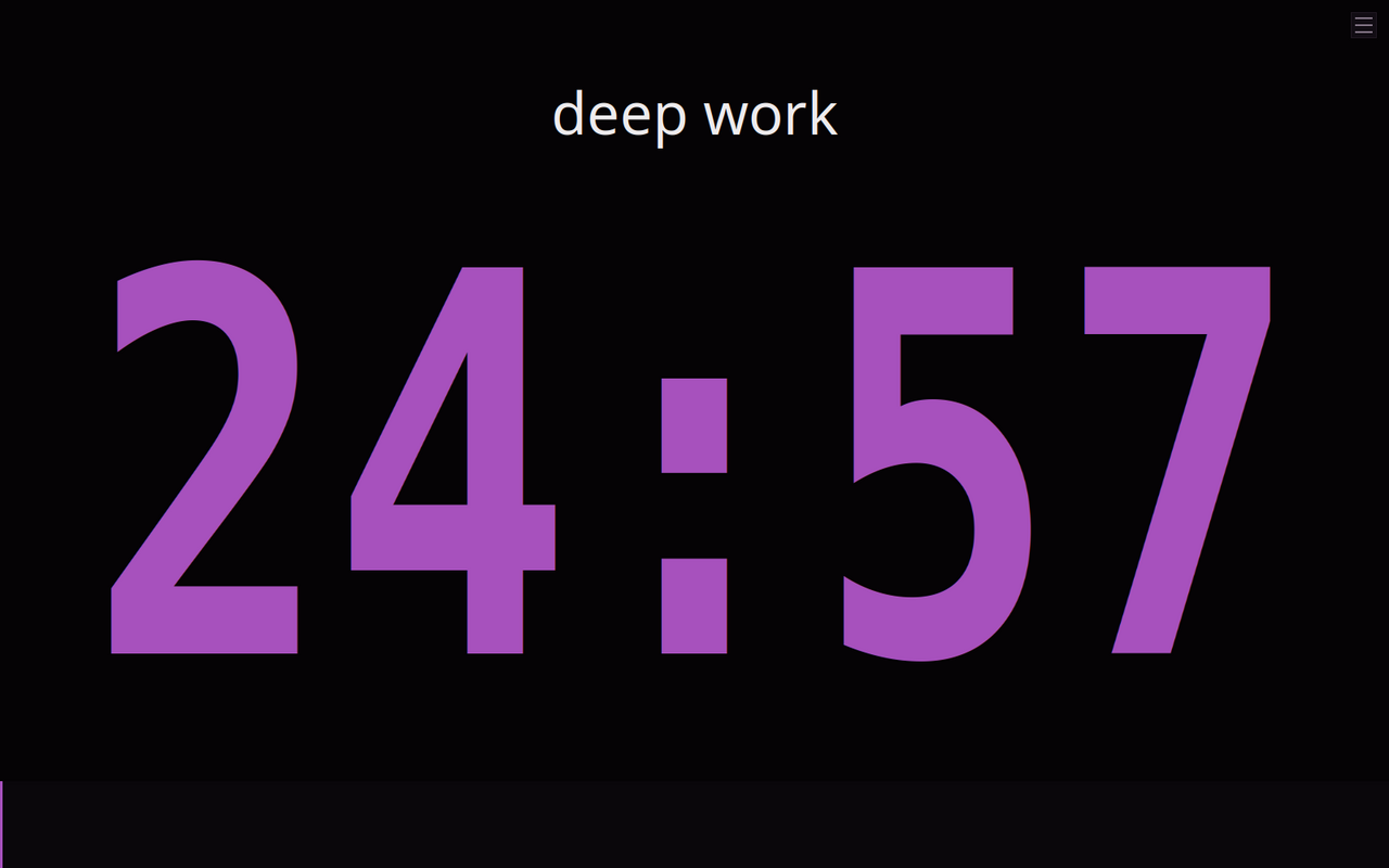 TimerC fullscreen countdown showing 24:57